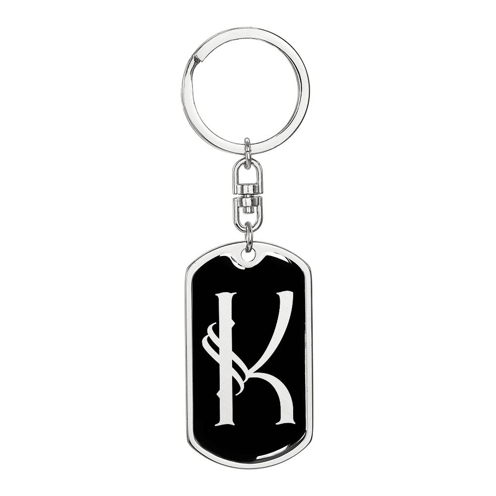 Initial K v001-12 - Luxury Dog Tag Keychain