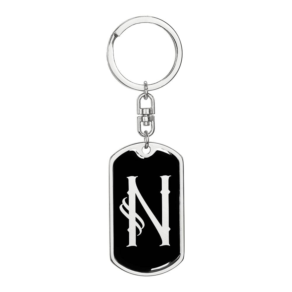 Initial N v001-12 - Luxury Dog Tag Keychain