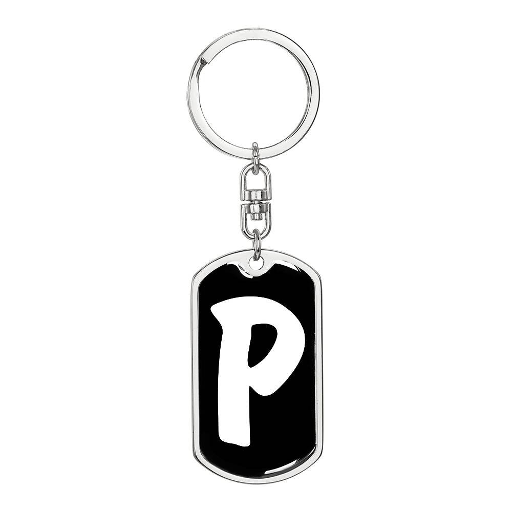 Initial P v3b - Luxury Dog Tag Keychain