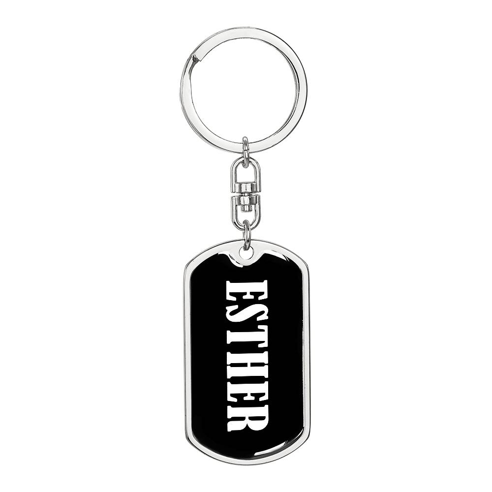 Esther v01w - Luxury Dog Tag Keychain