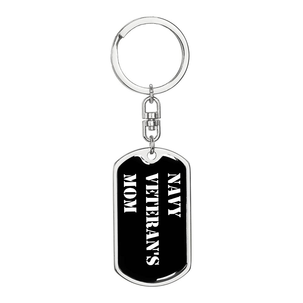 Navy Veteran's Mom v3 - Luxury Dog Tag Keychain