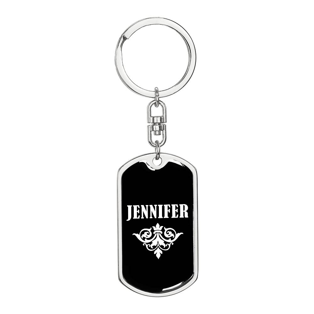 Jennifer v03a - Luxury Dog Tag Keychain