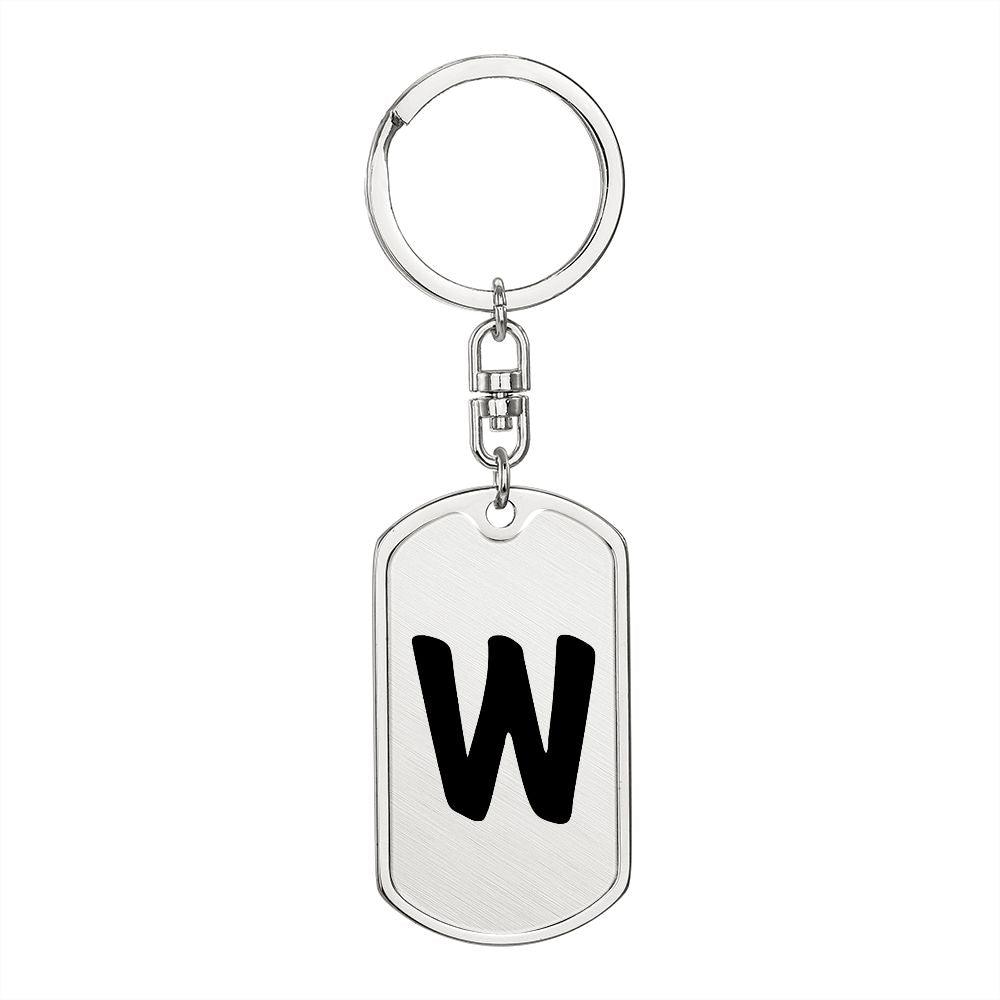 Initial W v1b - Luxury Dog Tag Keychain