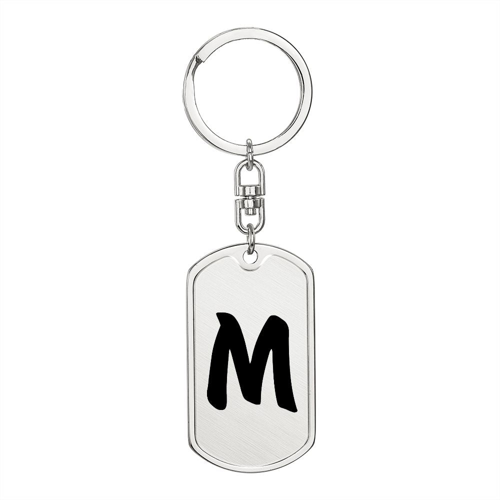 Initial M v1b - Luxury Dog Tag Keychain