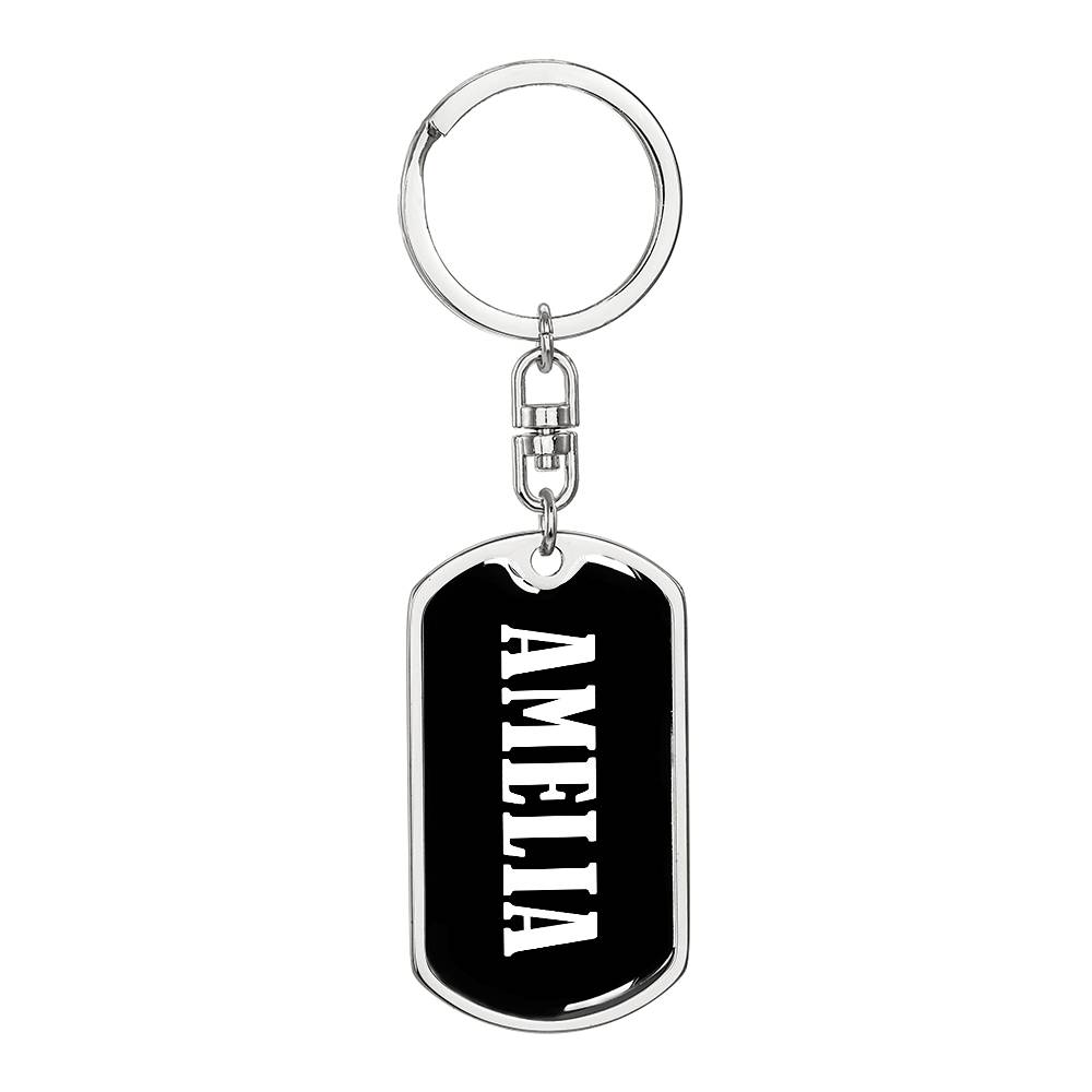 Amelia v01w - Luxury Dog Tag Keychain