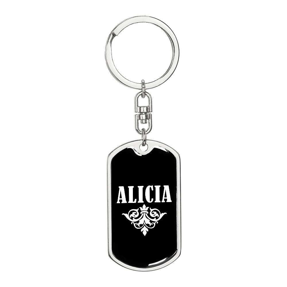 Alicia v03a - Luxury Dog Tag Keychain