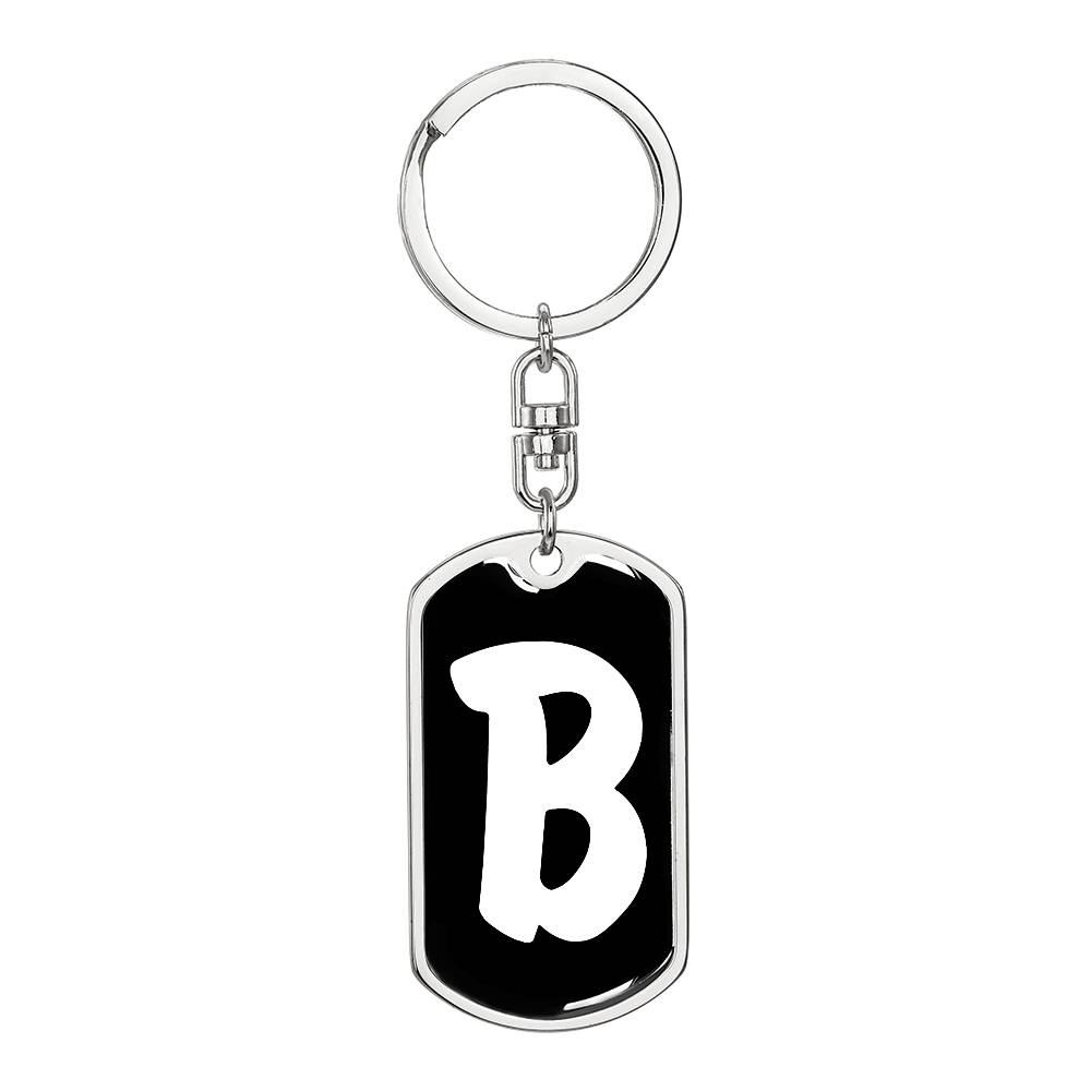 Initial B v3b - Luxury Dog Tag Keychain