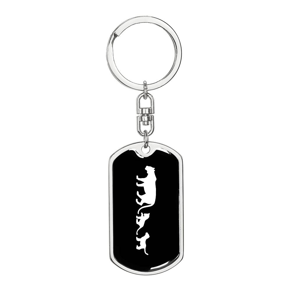 Mama Lioness With 2 Cubs v3 - Luxury Dog Tag Keychain