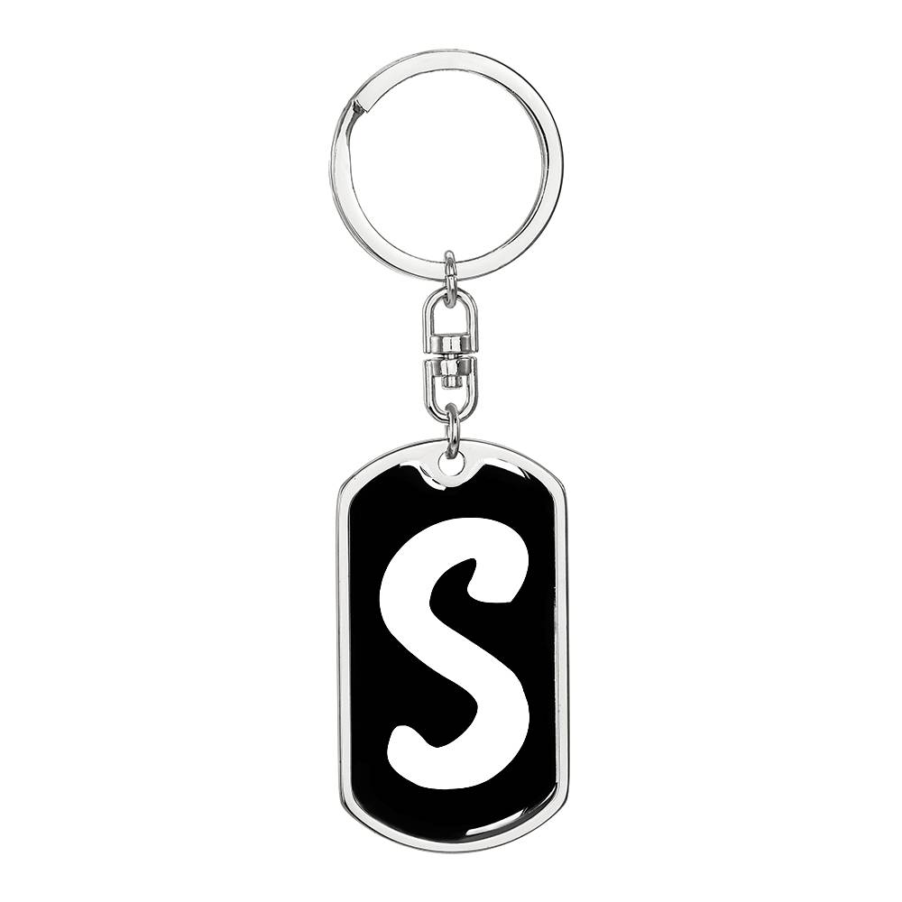 Initial S v3b - Luxury Dog Tag Keychain