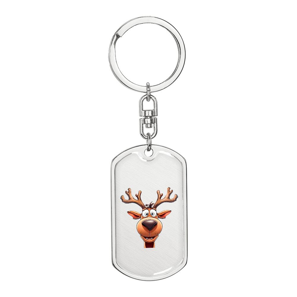 Funny Reindeer Face 03 - Luxury Dog Tag Keychain