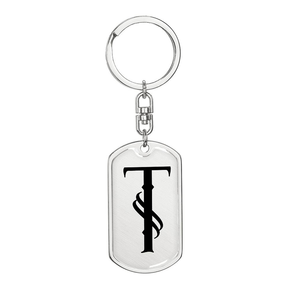 Initial T v001-11 - Luxury Dog Tag Keychain