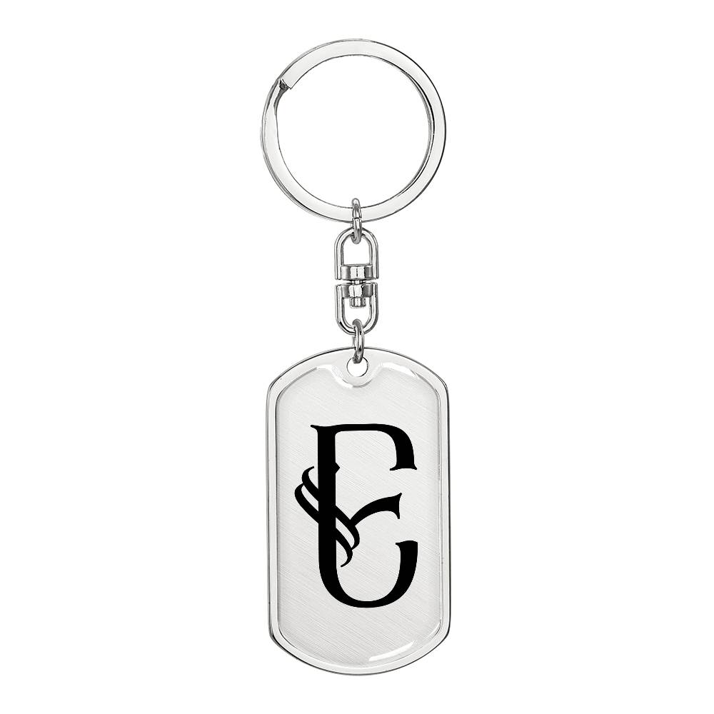 Initial E v001-11 - Luxury Dog Tag Keychain