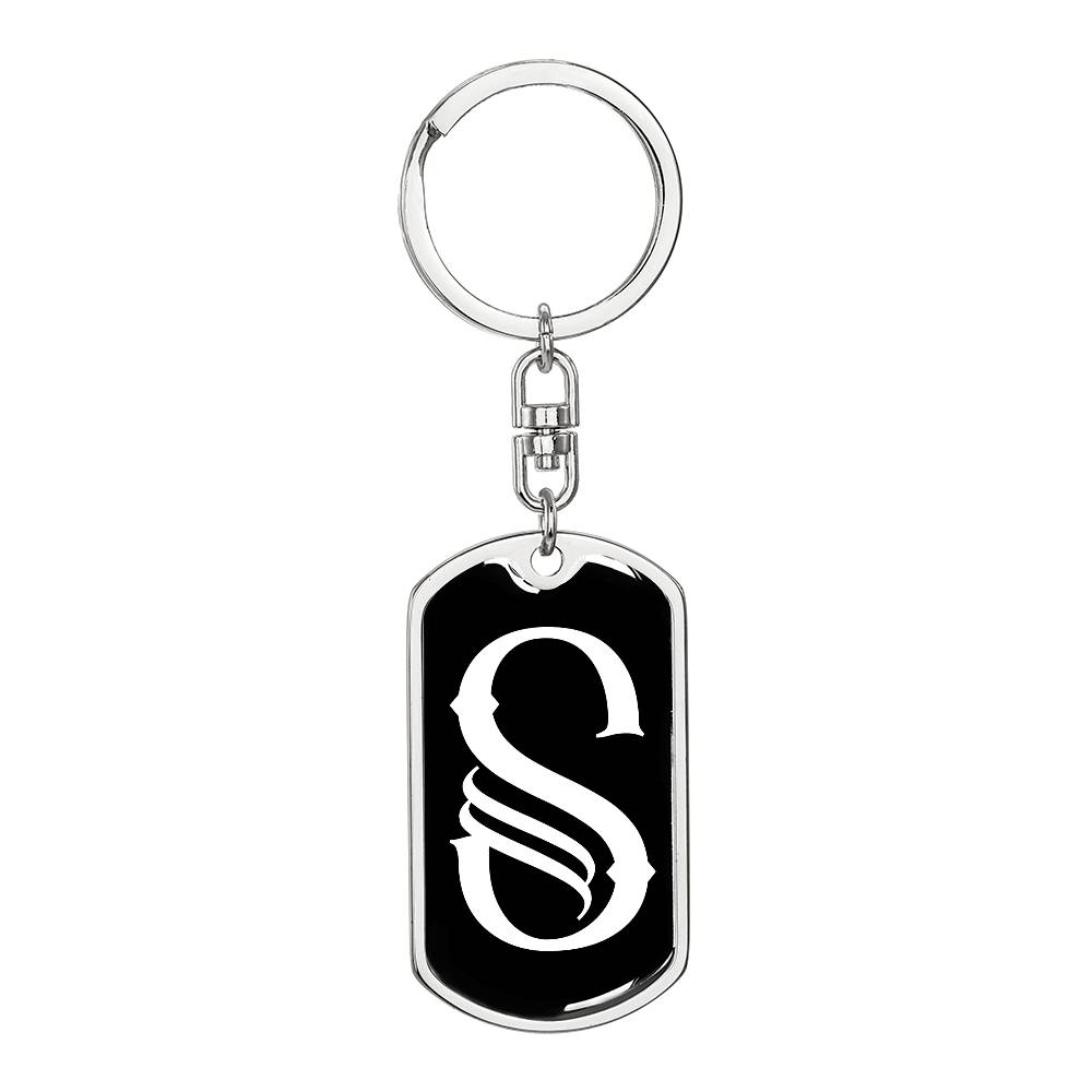 Initial S v001-13 - Luxury Dog Tag Keychain