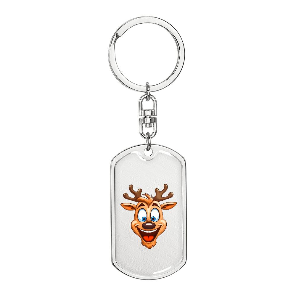 Funny Reindeer Face 04 - Luxury Dog Tag Keychain