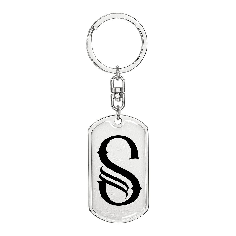 Initial S v001-11 - Luxury Dog Tag Keychain