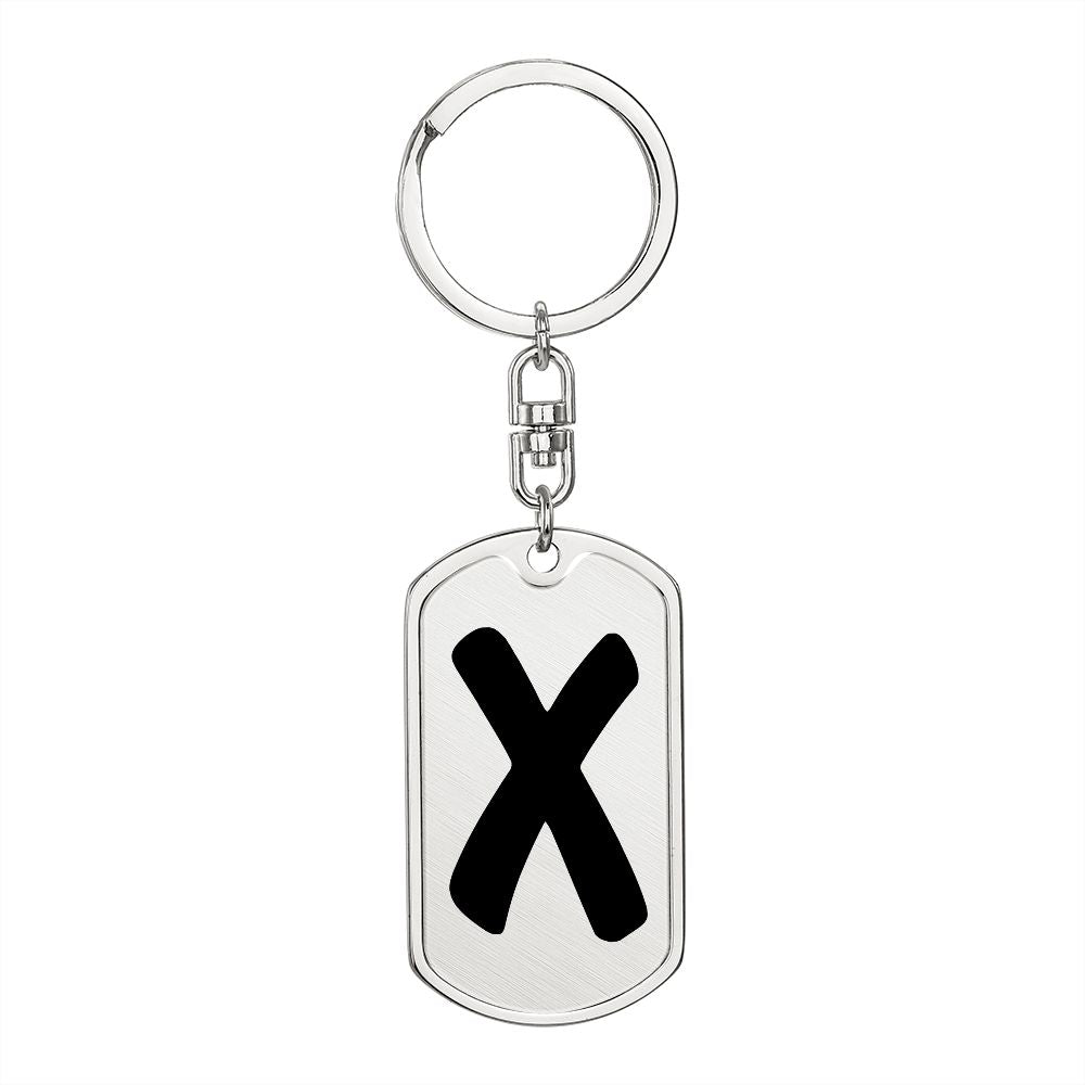 Initial X v1b - Luxury Dog Tag Keychain