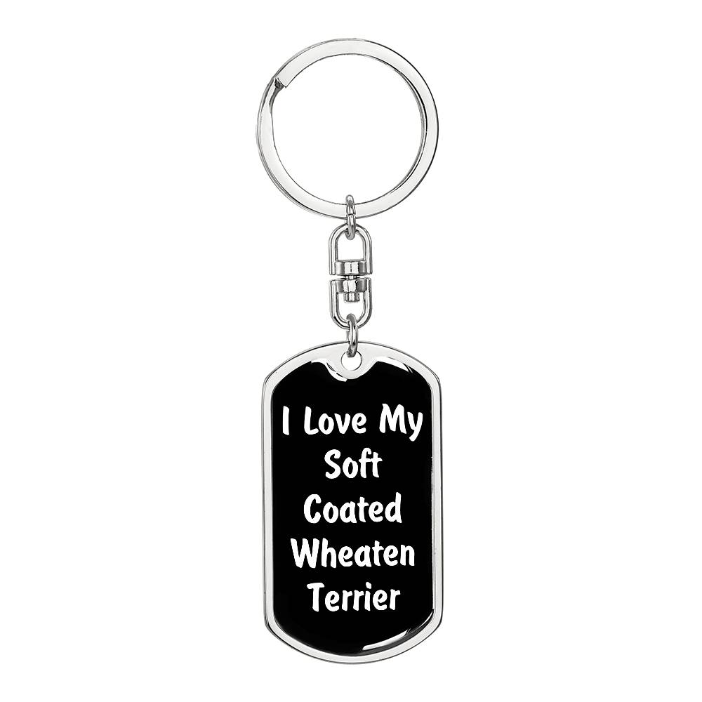 Love My Soft Coated Wheaten Terrier v6 - Luxury Dog Tag Keychain