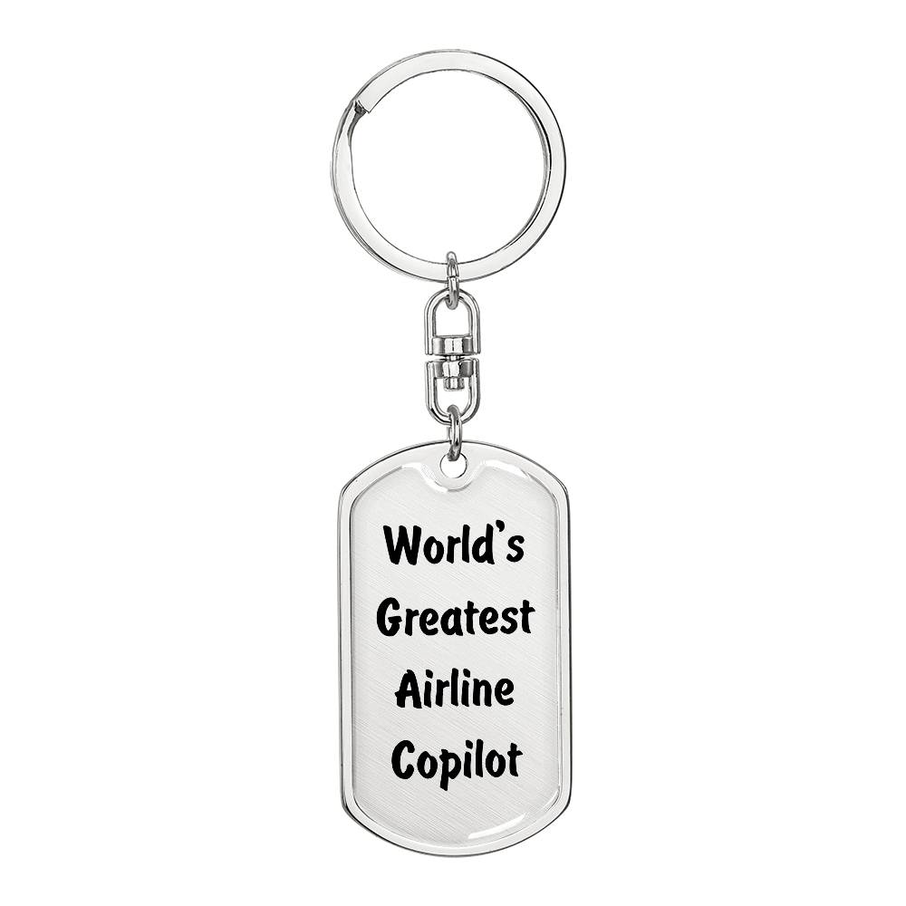 World's Greatest Airline Copilot - Luxury Dog Tag Keychain