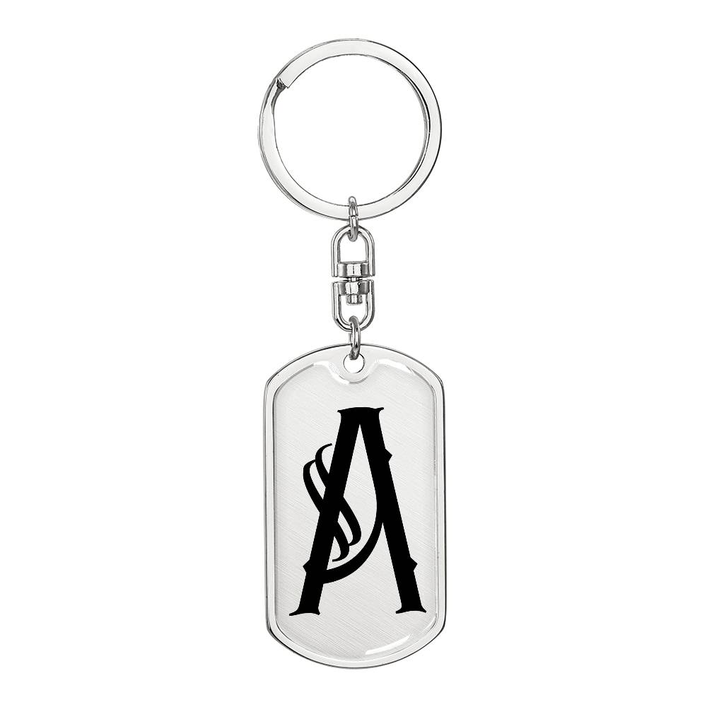 Initial A v001-11 - Luxury Dog Tag Keychain