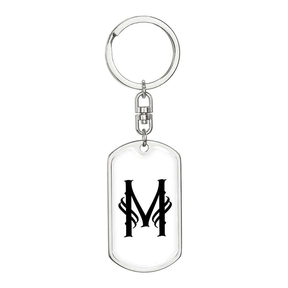 Initial M v001-14 - Luxury Dog Tag Keychain