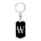 Initial W v001-12 - Luxury Dog Tag Keychain