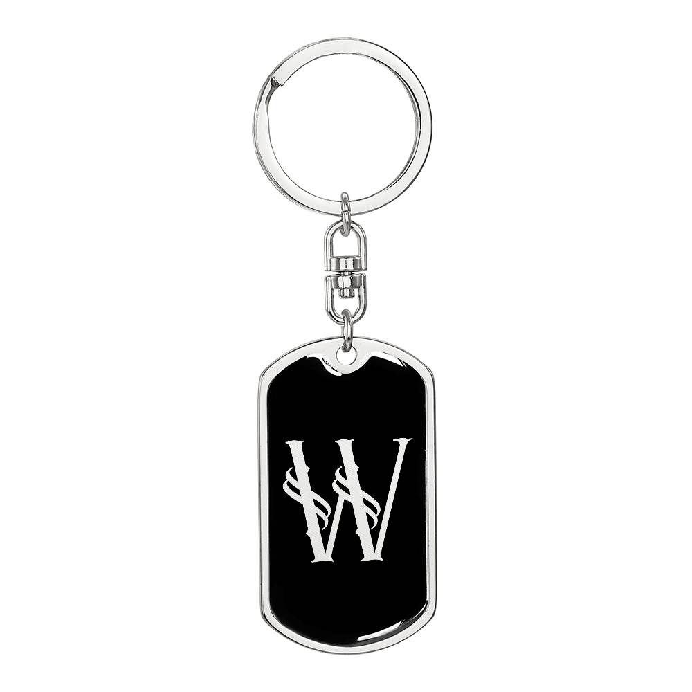 Initial W v001-12 - Luxury Dog Tag Keychain