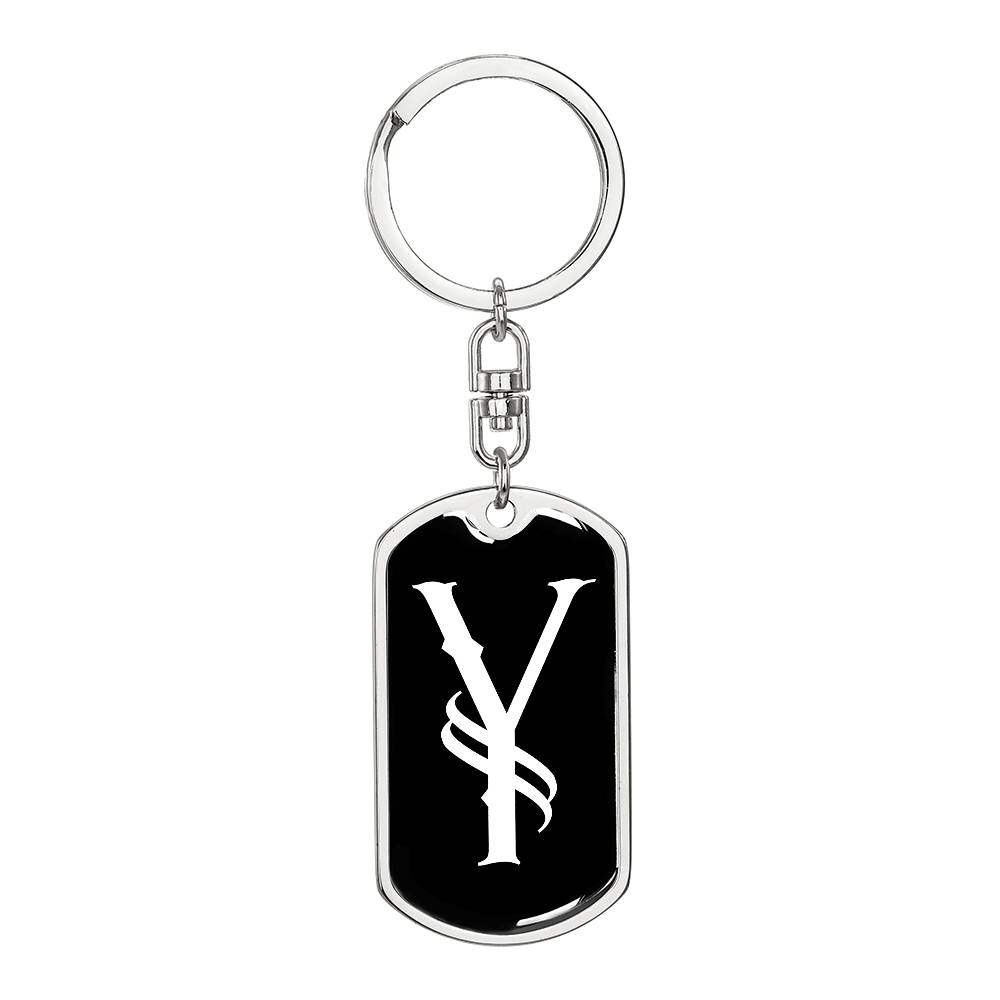 Initial Y v001-13 - Luxury Dog Tag Keychain