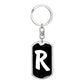 Initial R v3b - Luxury Dog Tag Keychain