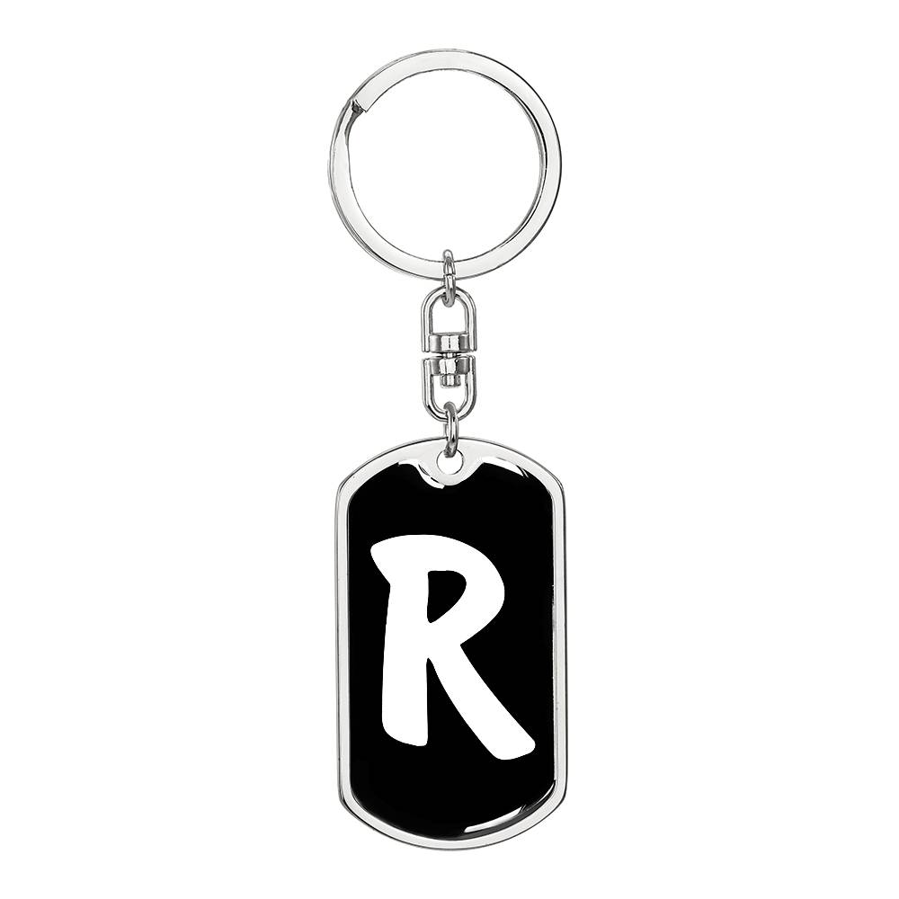 Initial R v3b - Luxury Dog Tag Keychain