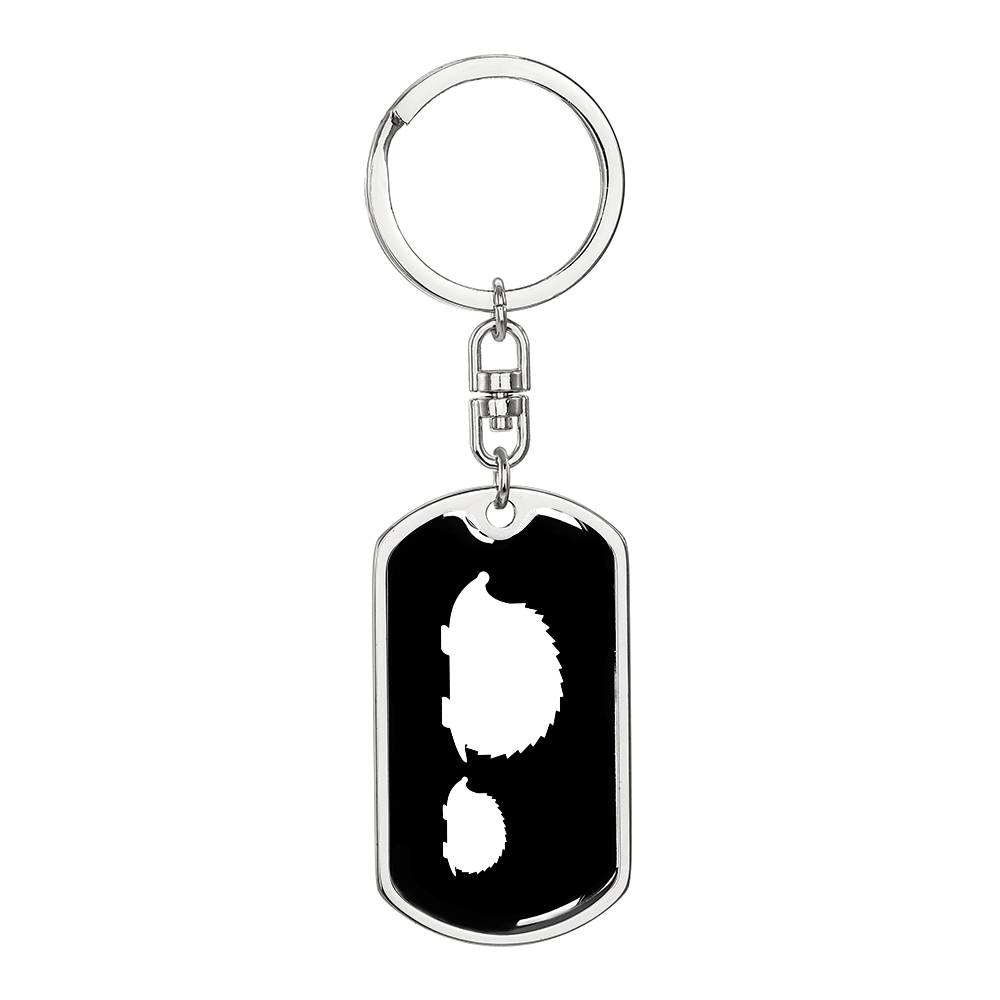 Mama Hedgehog With 1 Hoglet v3 - Luxury Dog Tag Keychain
