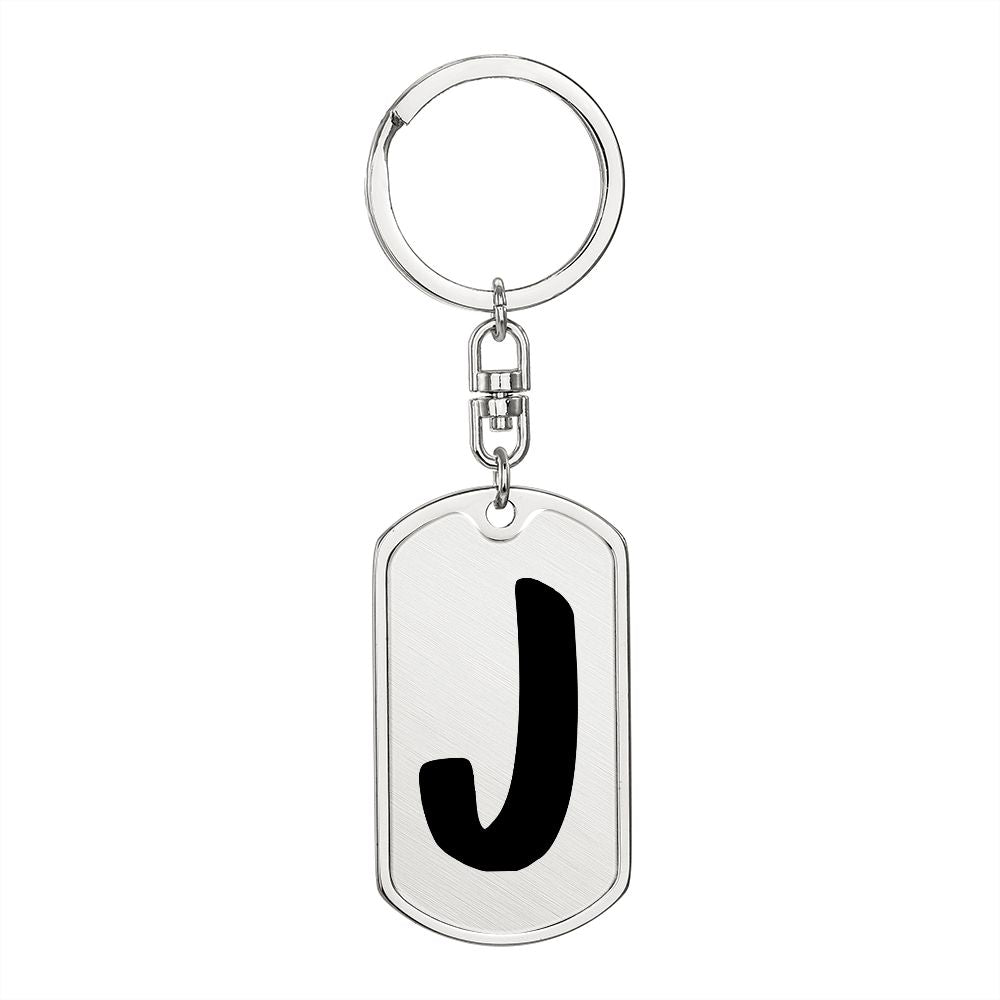 Initial J v1b - Luxury Dog Tag Keychain