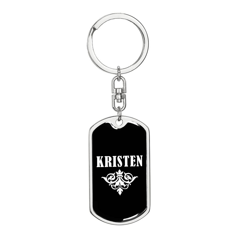 Kristen v03a - Luxury Dog Tag Keychain