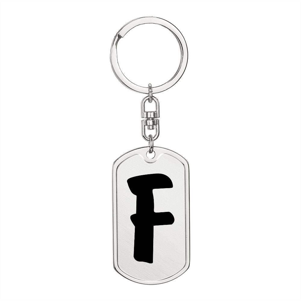Initial F v1b - Luxury Dog Tag Keychain