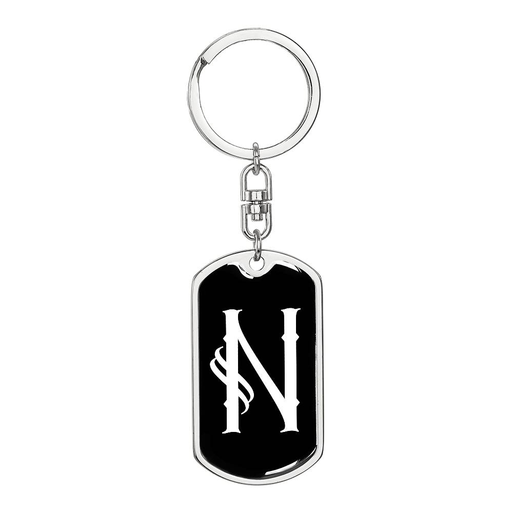 Initial N v001-13 - Luxury Dog Tag Keychain