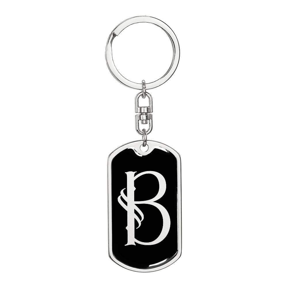 Initial B v001-12 - Luxury Dog Tag Keychain