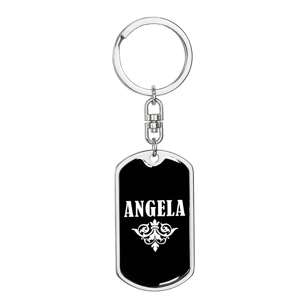 Angela v03a - Luxury Dog Tag Keychain