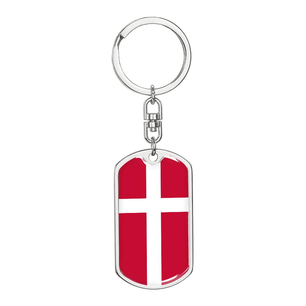 Danish Flag - Luxury Dog Tag Keychain