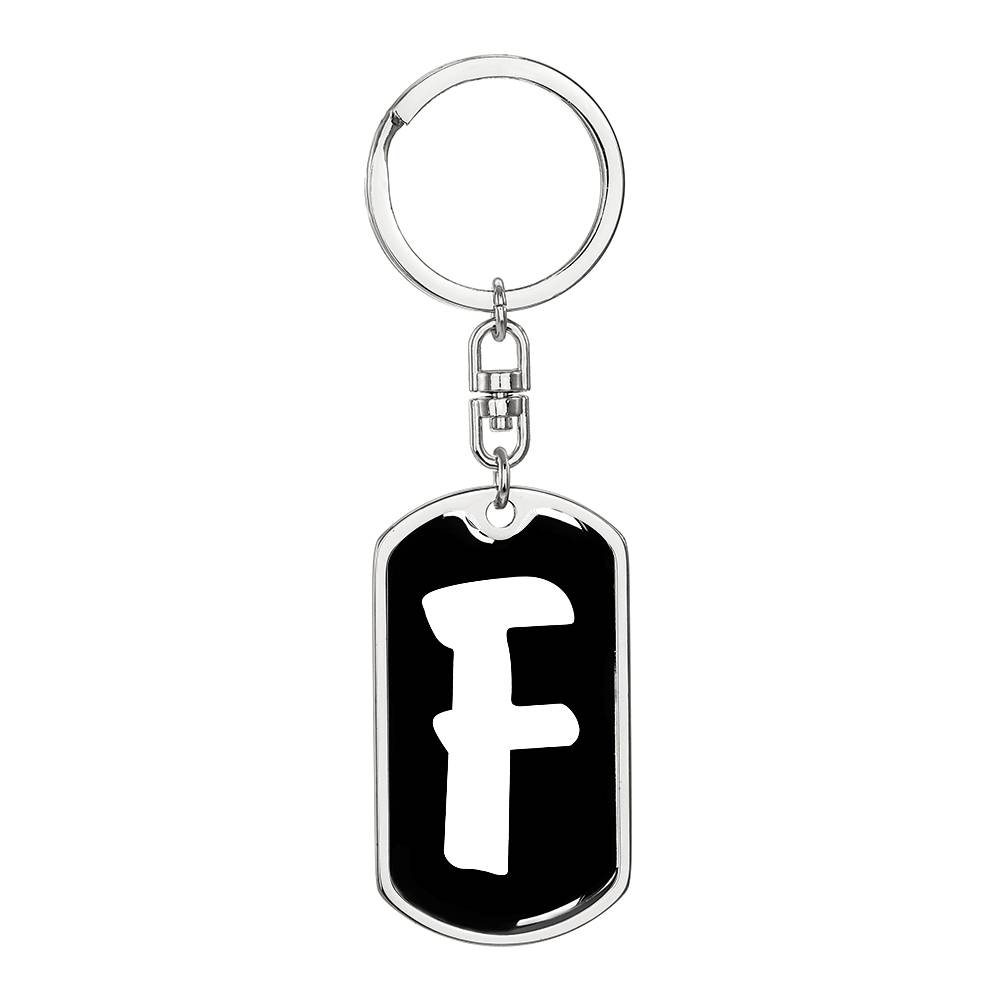 Initial F v3b - Luxury Dog Tag Keychain