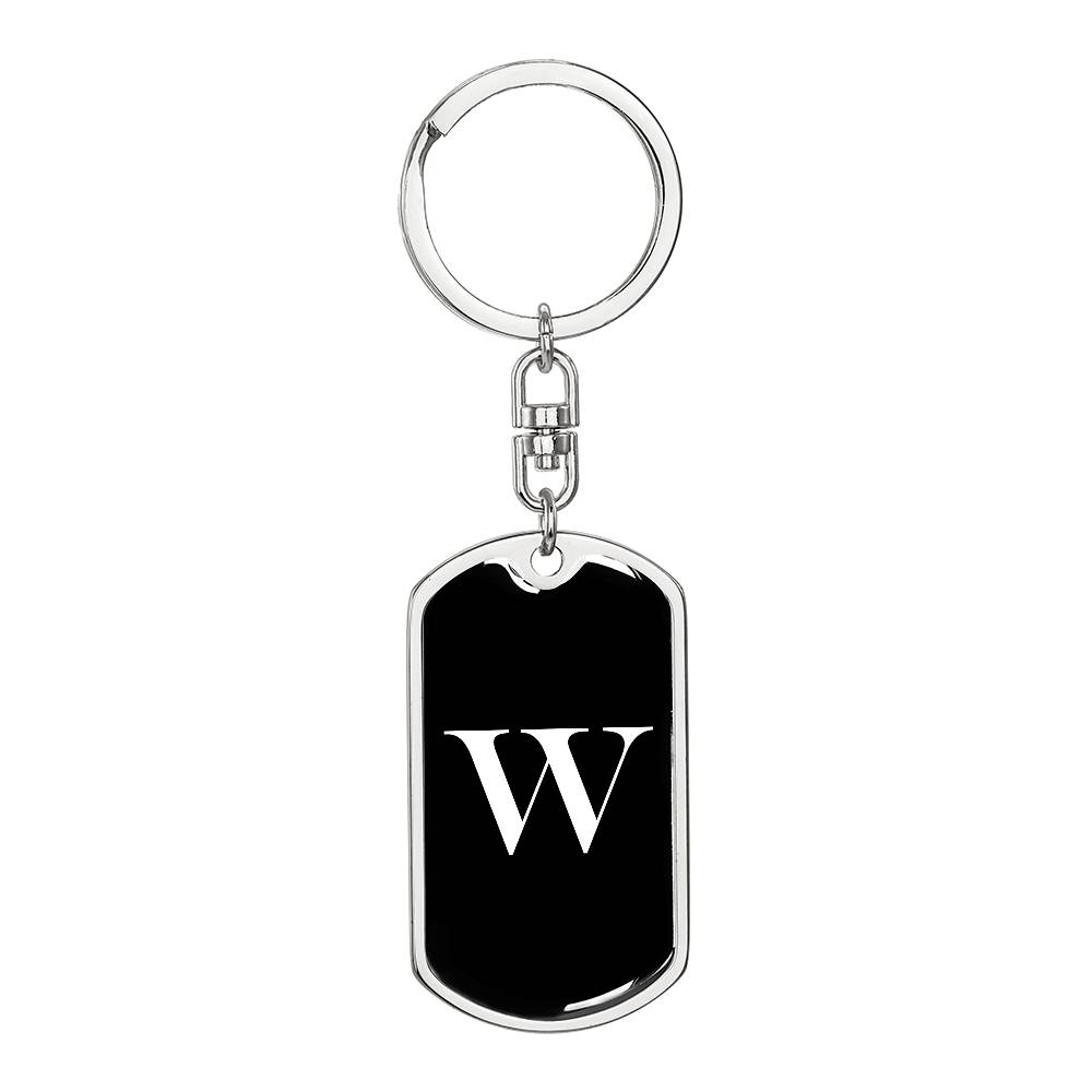 Initial W v3a - Luxury Dog Tag Keychain