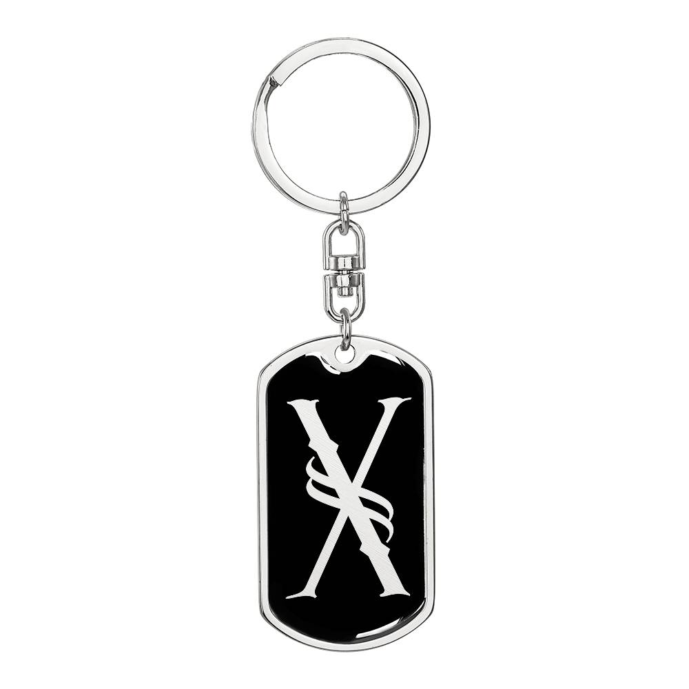Initial X v001-12 - Luxury Dog Tag Keychain