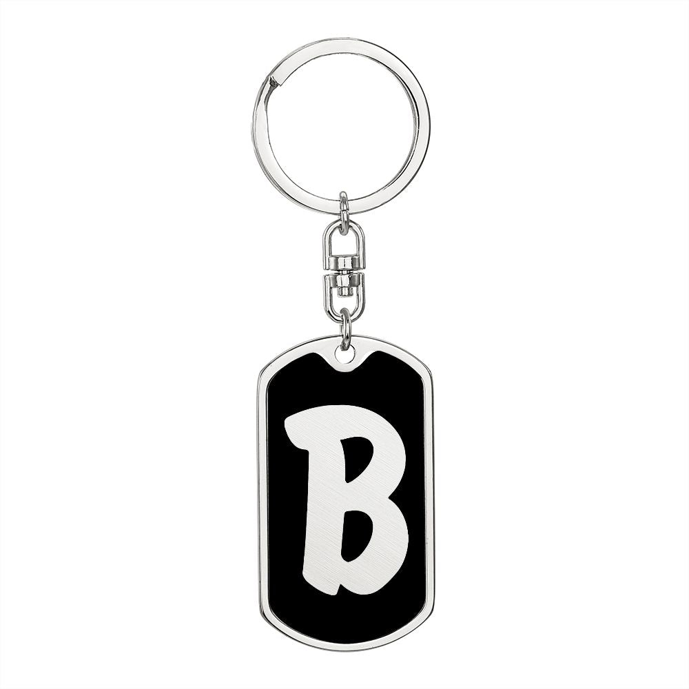 Initial B v2b - Luxury Dog Tag Keychain