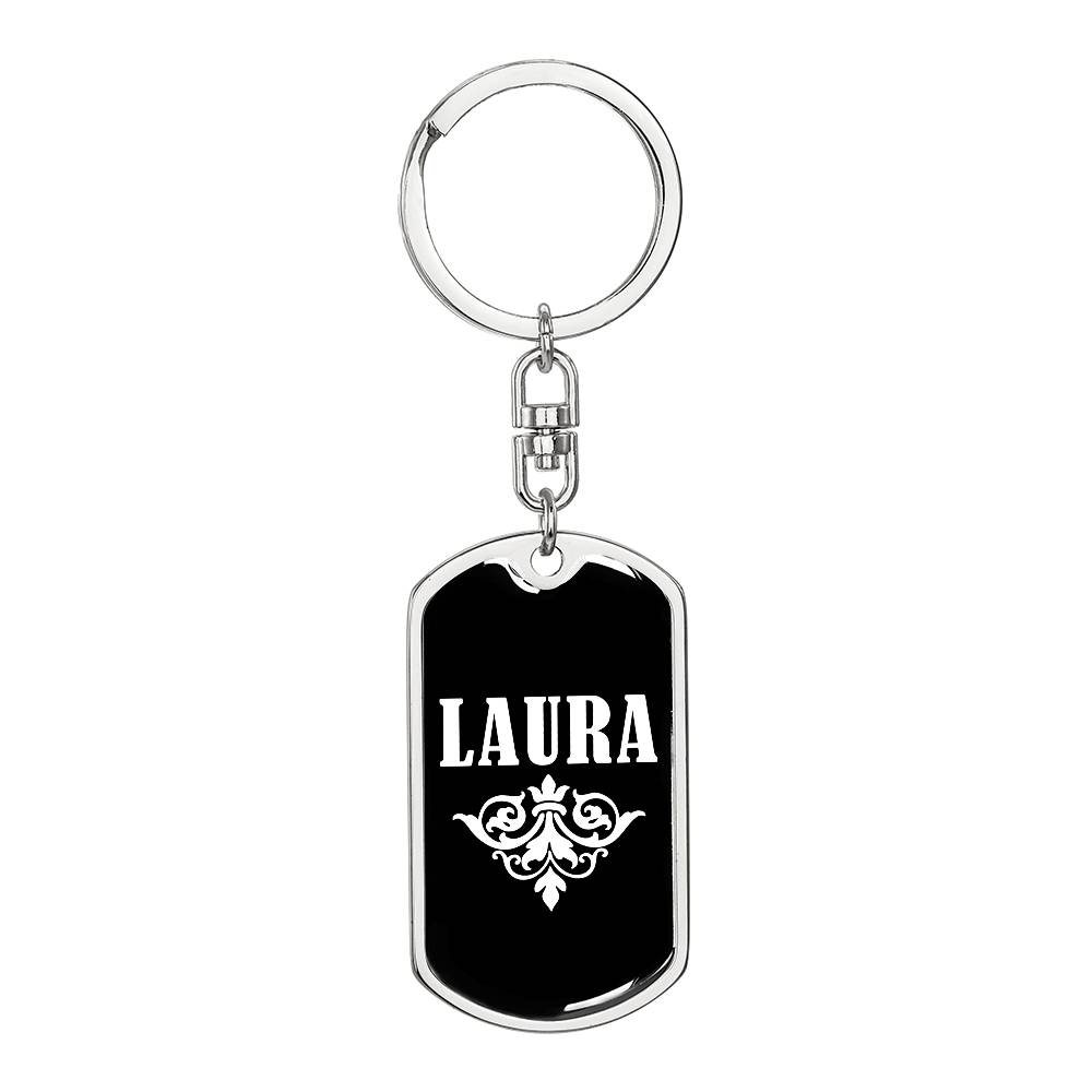 Laura v03a - Luxury Dog Tag Keychain