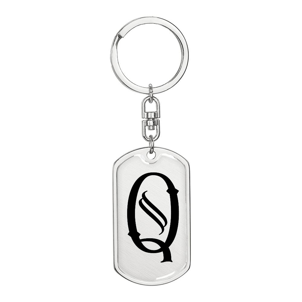 Initial Q v001-11 - Luxury Dog Tag Keychain