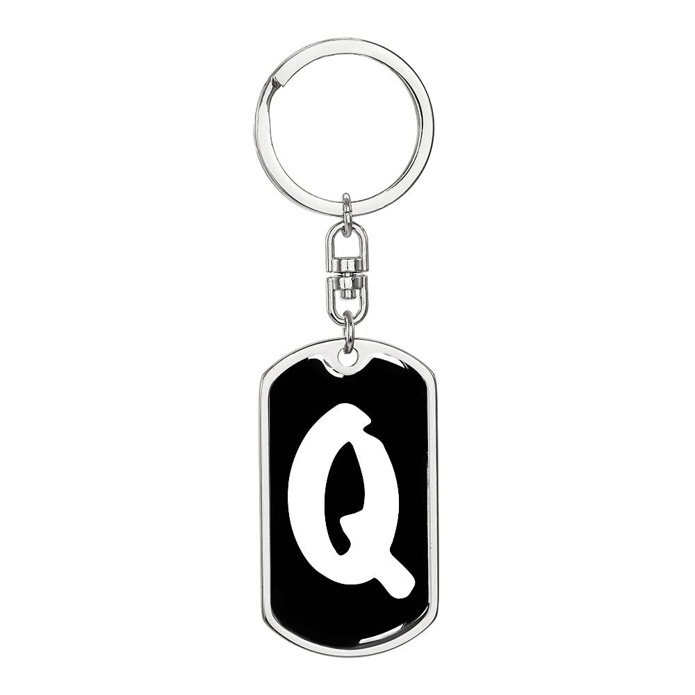 Initial Q v3b - Luxury Dog Tag Keychain