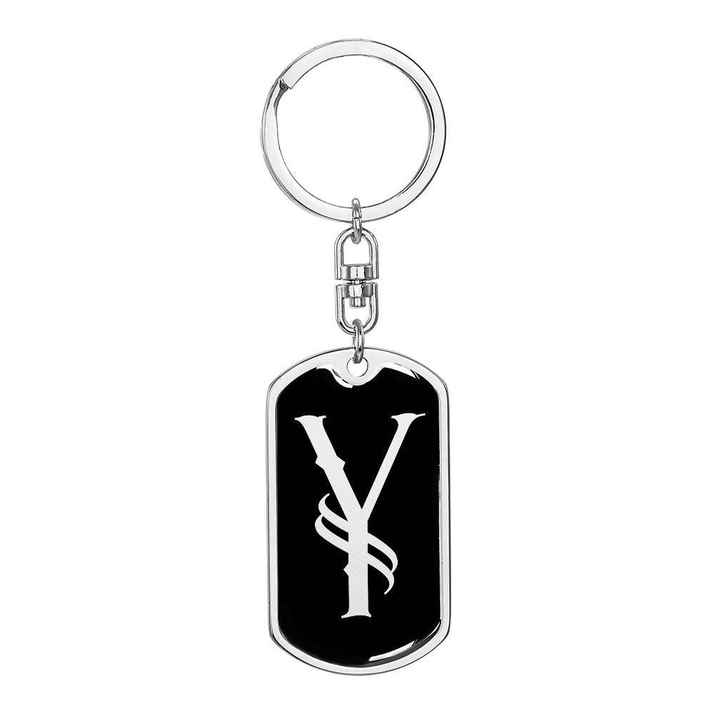 Initial Y v001-12 - Luxury Dog Tag Keychain