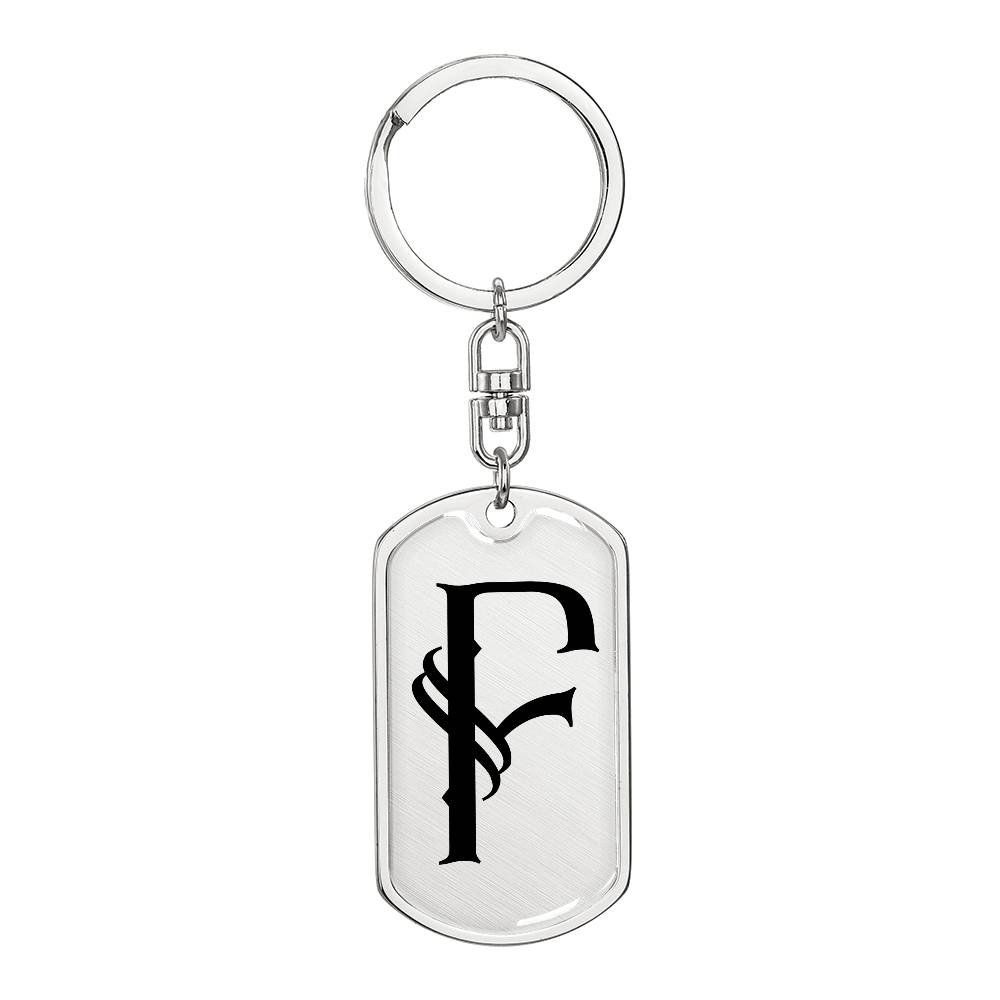Initial F v001-11 - Luxury Dog Tag Keychain