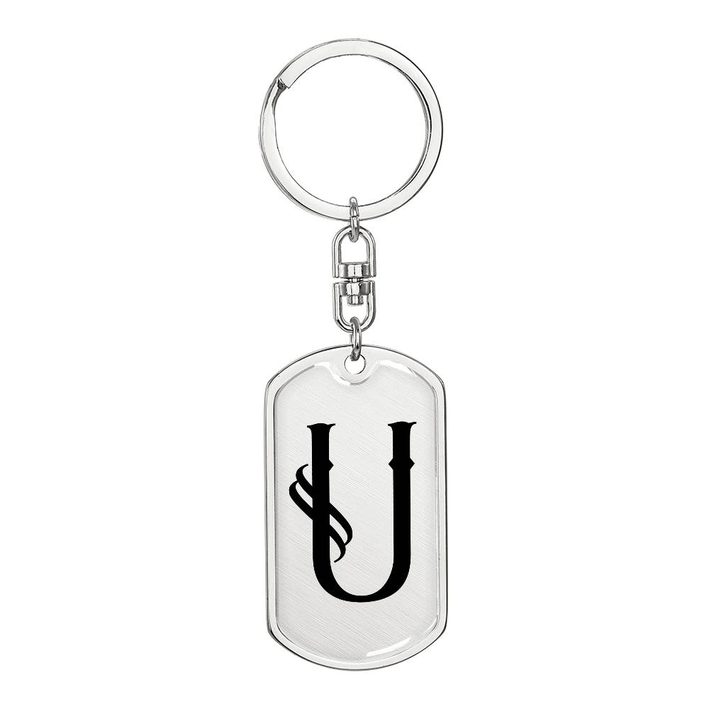 Initial U v001-11 - Luxury Dog Tag Keychain