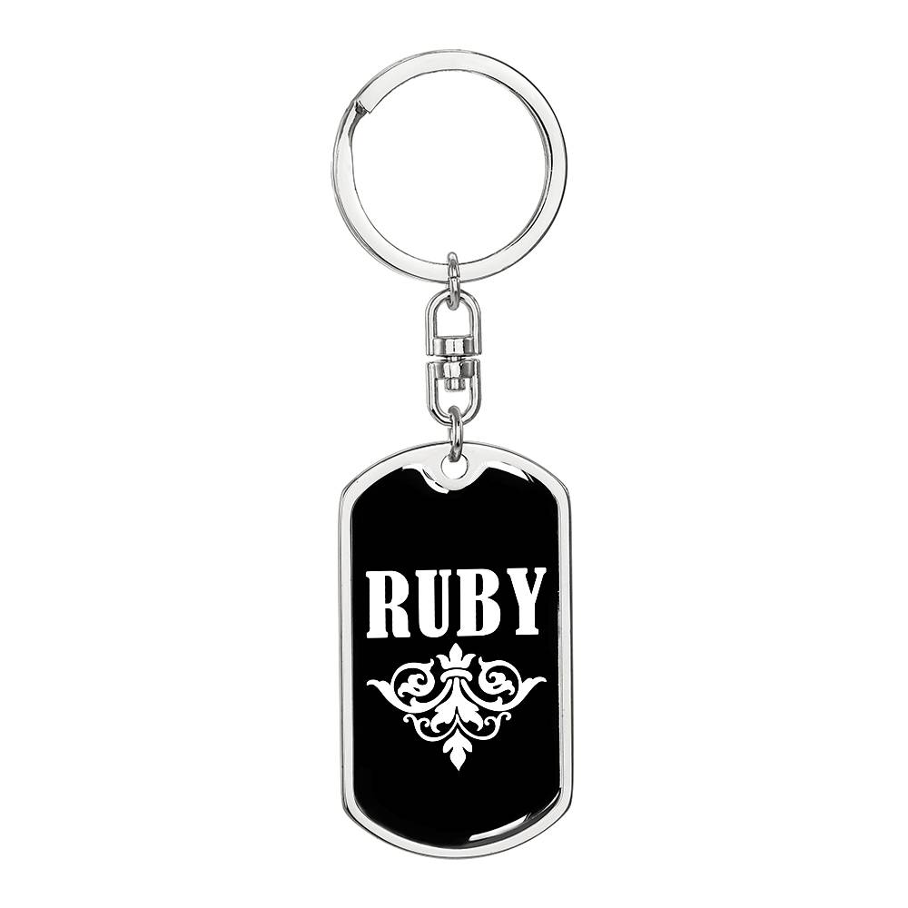 Ruby v03a - Luxury Dog Tag Keychain