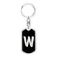 Initial W v2b - Luxury Dog Tag Keychain