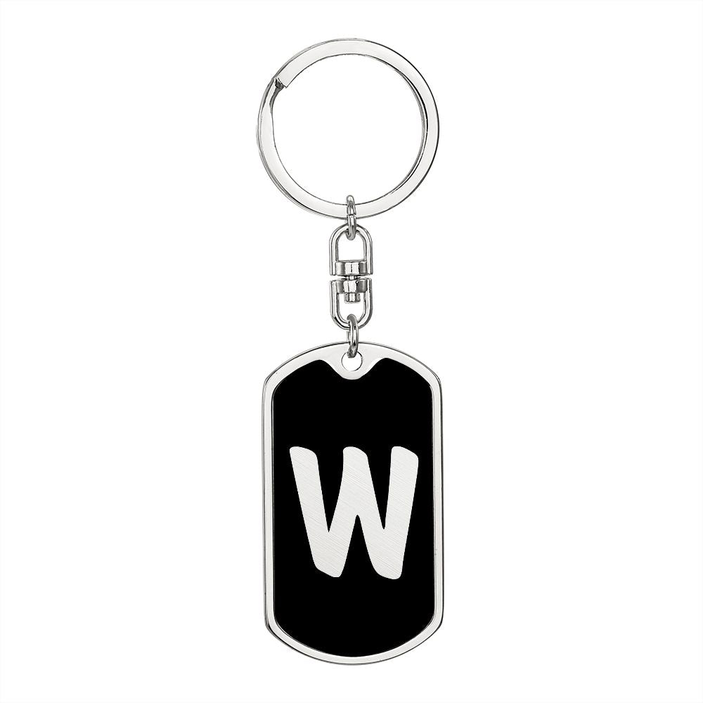 Initial W v2b - Luxury Dog Tag Keychain